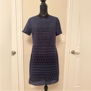 Lark & Ro Women’s Navy Eyelet Mini Dress with Short Sleeves Size 8